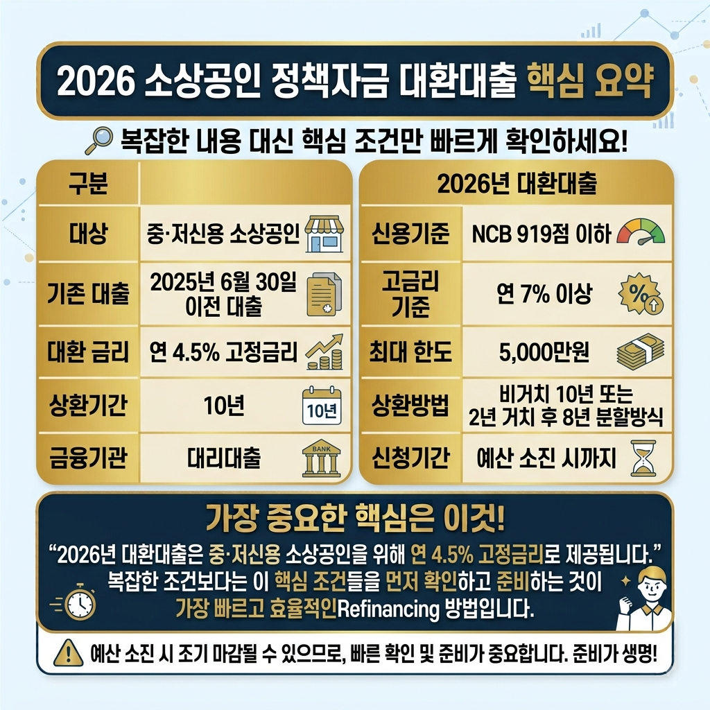 2026 소상공인 정책자금 대환대출 핵심