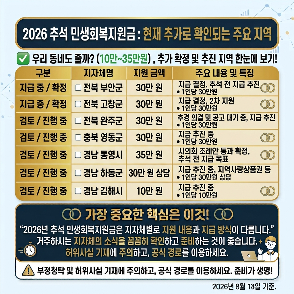 2026 추석 민생회복지원금 추가확인 지역