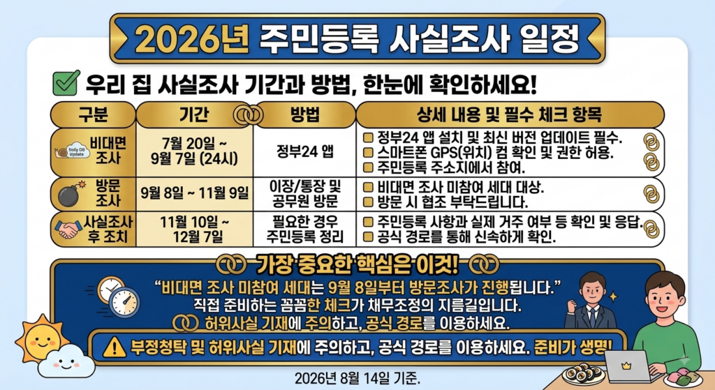 2026년 주민등록 사실조사 일정