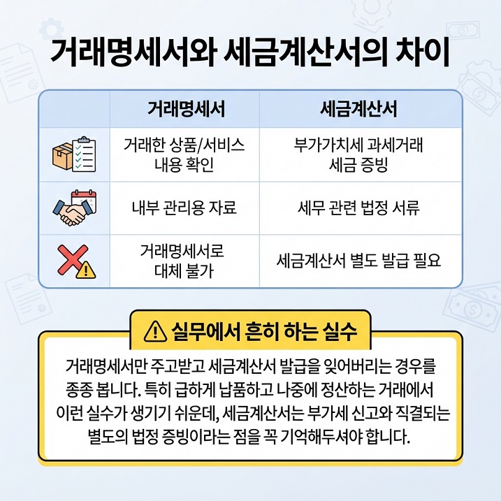 거래명세서와 세금계산서의 차이