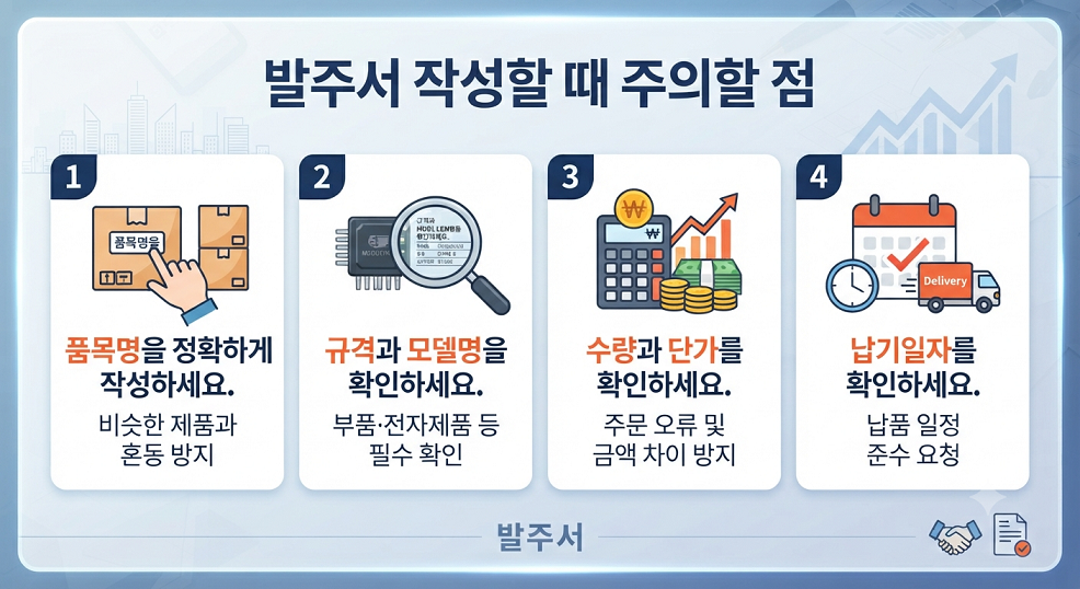 발주서 작성할 때 주의할 점