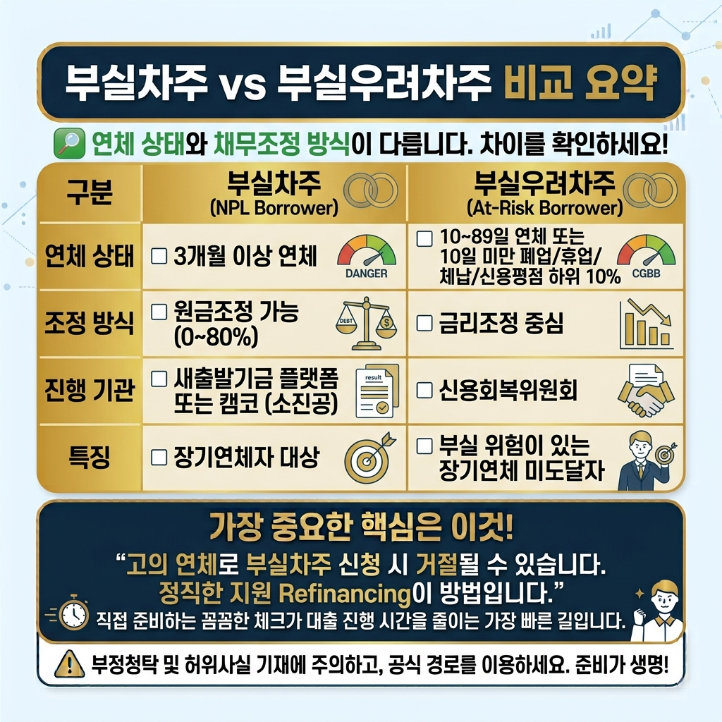 부실차주와 부실우려차주 비교