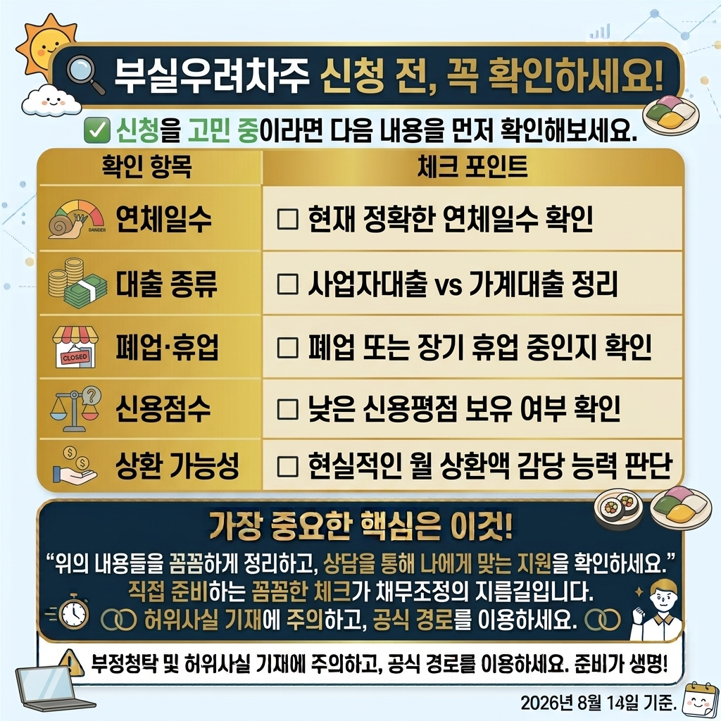새출발기금 부실우려차주 신청 전 확인