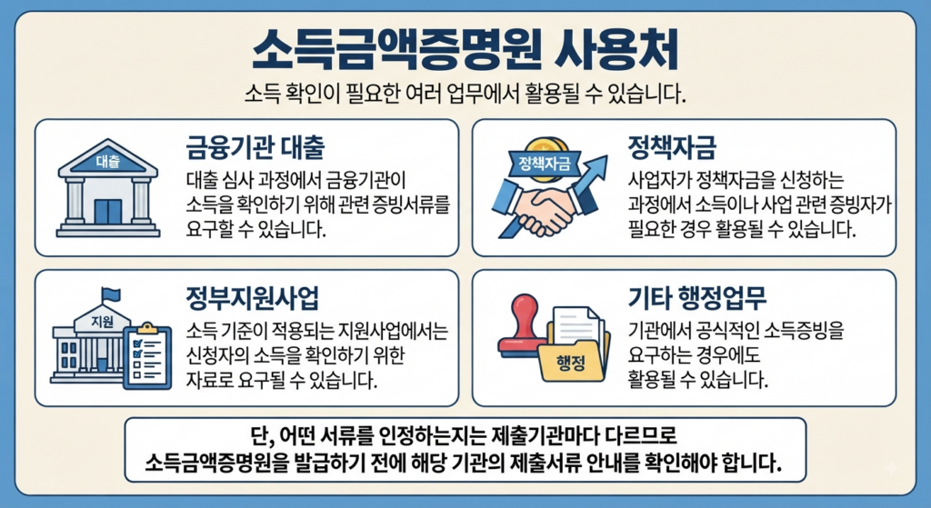 소득금액증명원 사용처
