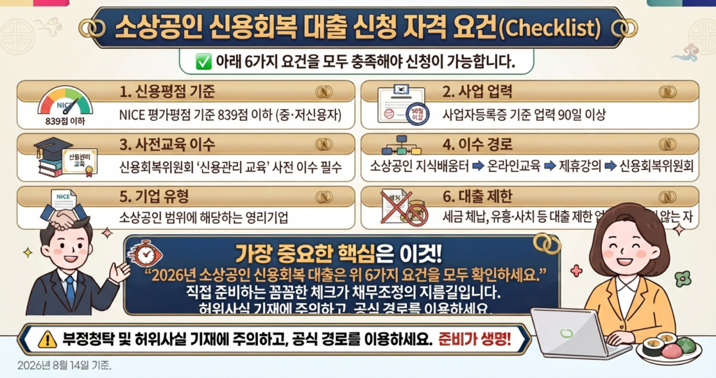 소상공인 정책자금 신청 자격 요건