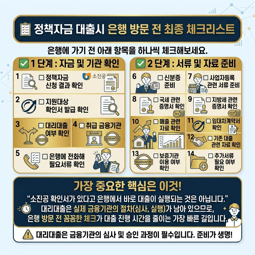 정책자금 대출시 은행 방문 전 최종 체크리스트