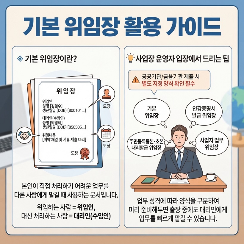 기본 대리인 위임장 양식 무료 다운로드