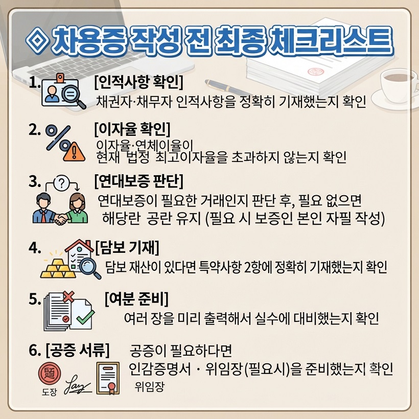 차용증 작성 전 최종 체크리스트
