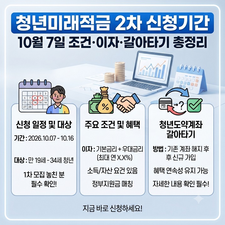 청년미래적금 2차 신청기간 10월 조건 안내